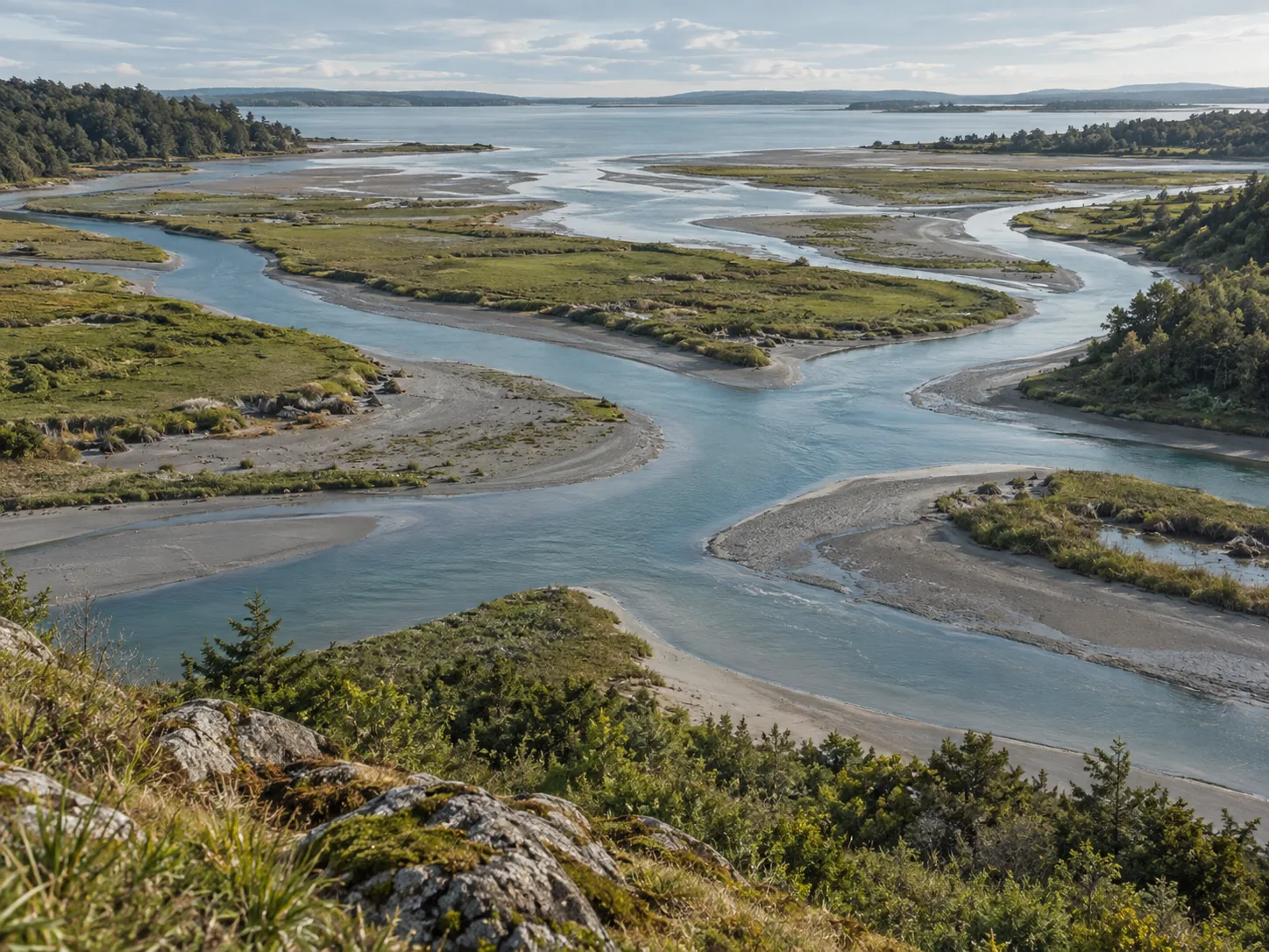 Estuary channels viewed together reveal how distinct flows connect.